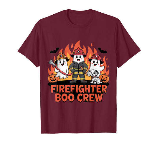 Firefighter Boo Crew Ghost Halloween Costume T-Shirt