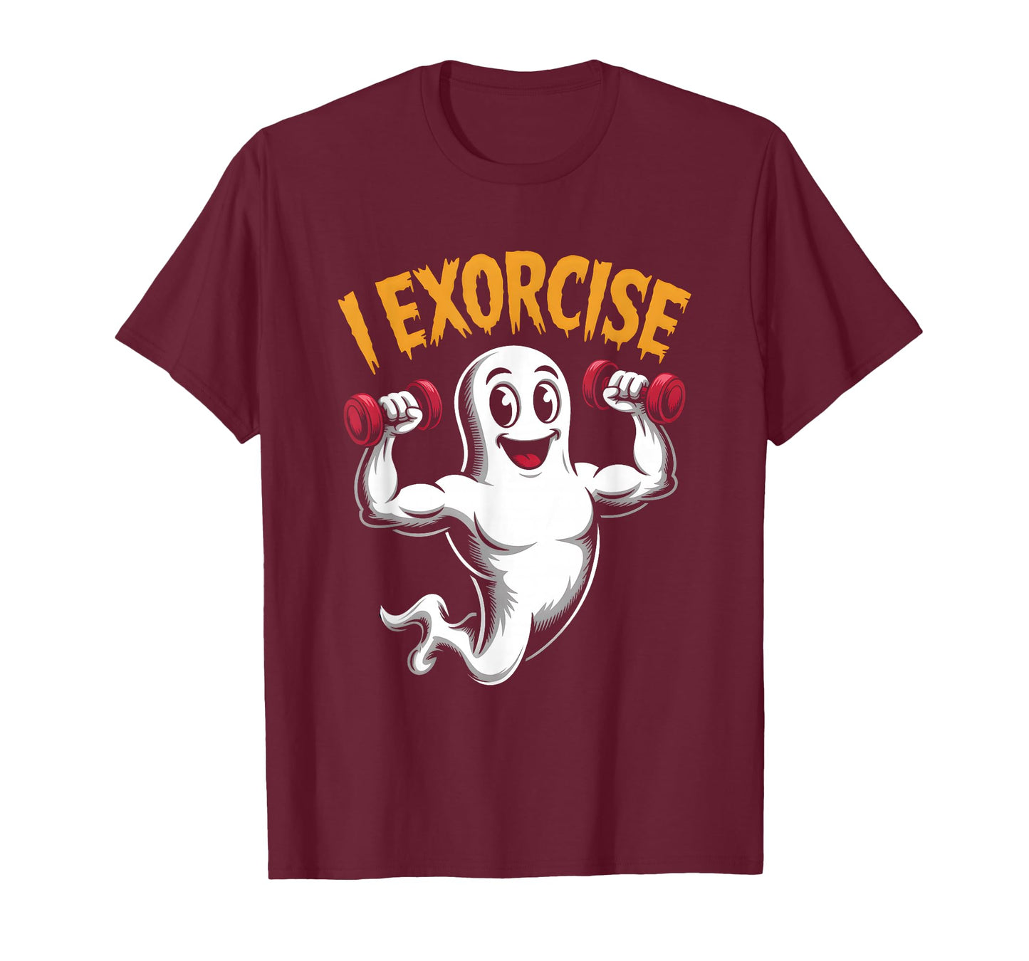 Muscular Ghost I Exorcise Parody Exercise Workout Halloween T-Shirt