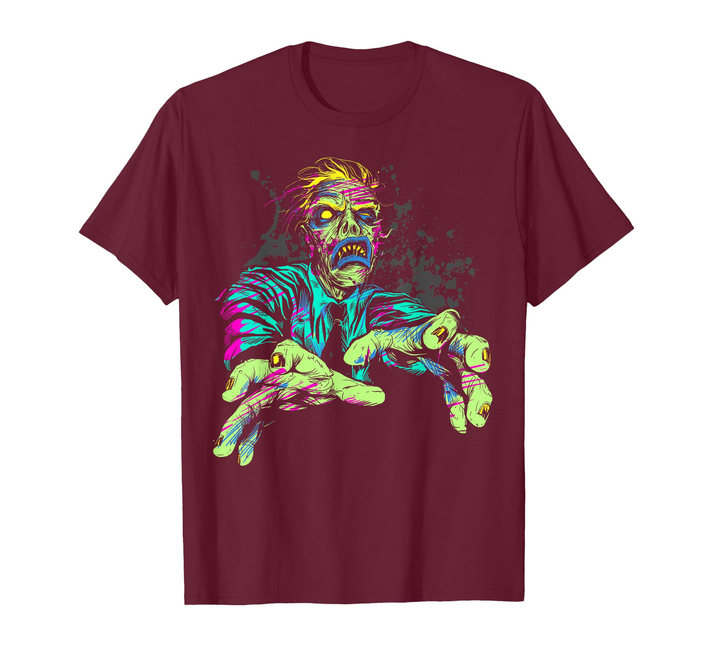 Halloween Neon Zombie Walk Splattered T-Shirt