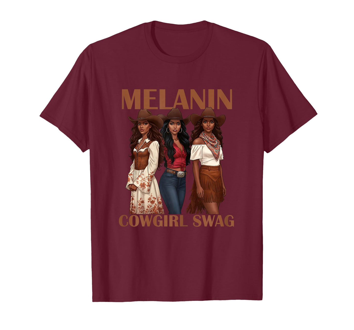 Let's Go Girls Retro Western Country Melanin Cowgirl Swag T-Shirt
