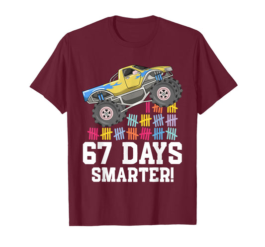 67 Days of School Monster Truck 67th Day of School Boys T-Shirt