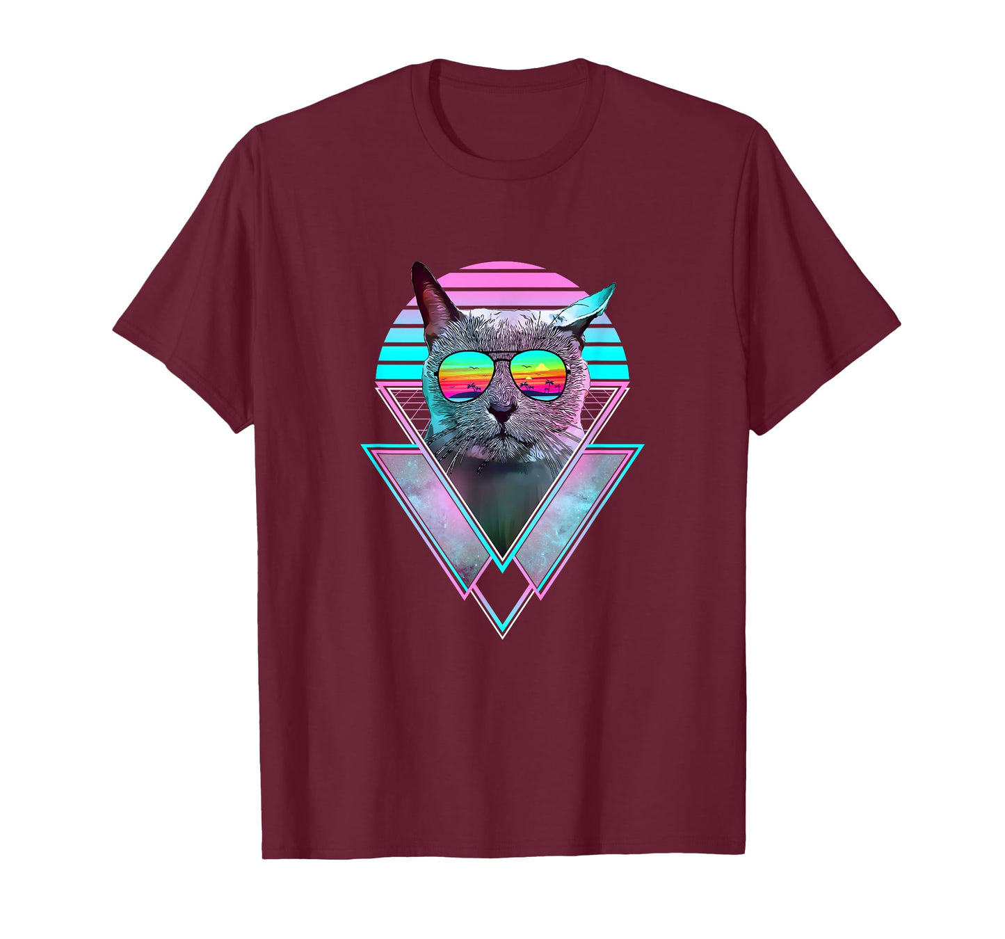 Russian Blue Cat Vintage Retro Vaporwave Beach Vibe Summer T-Shirt