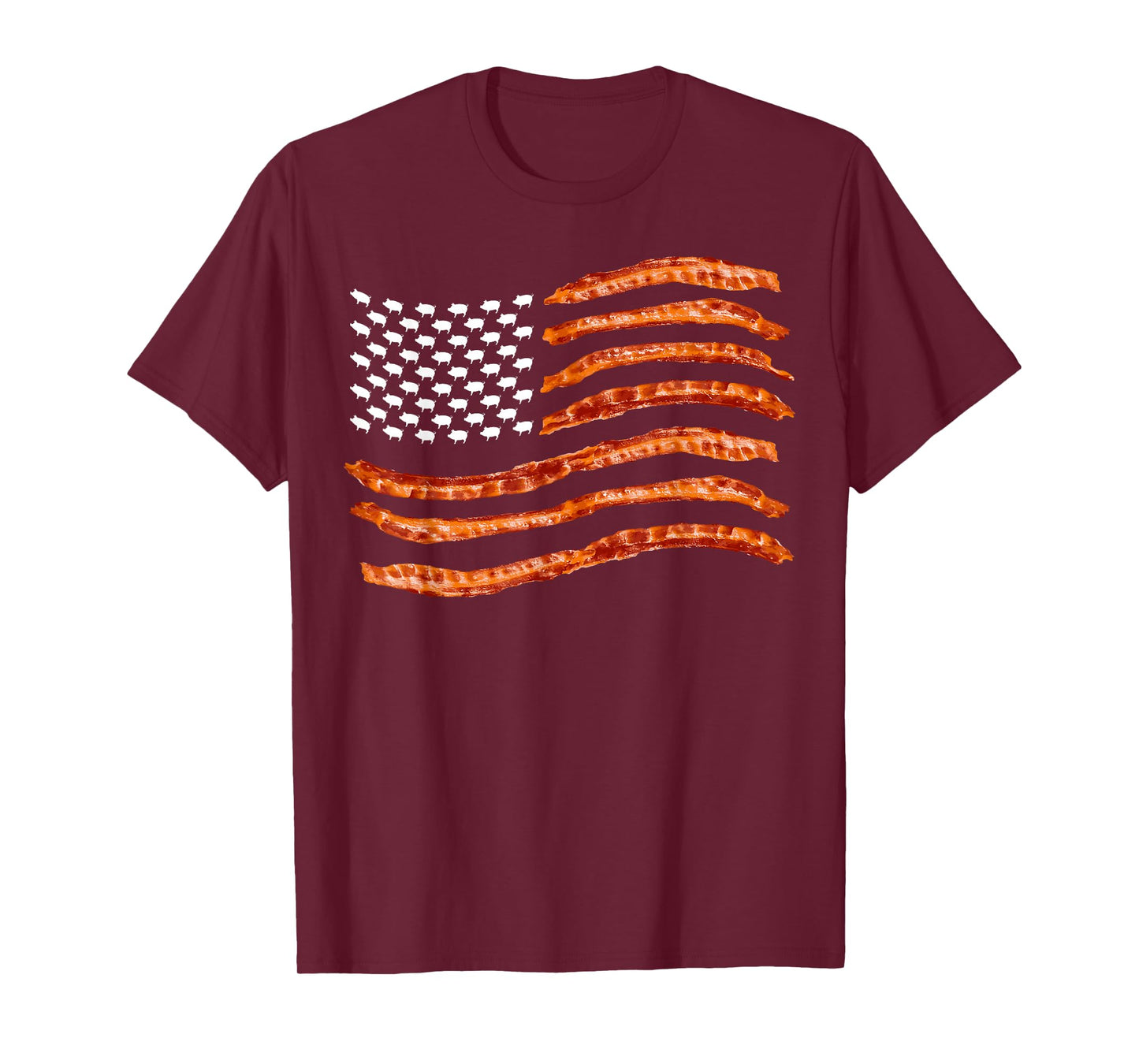 USA Bacon Flag | Cute US Dried Pigs Funny 4th of July Gift T-Shirt