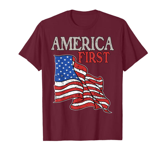 America first USA American patriot flag Memorial Day vintage T-Shirt