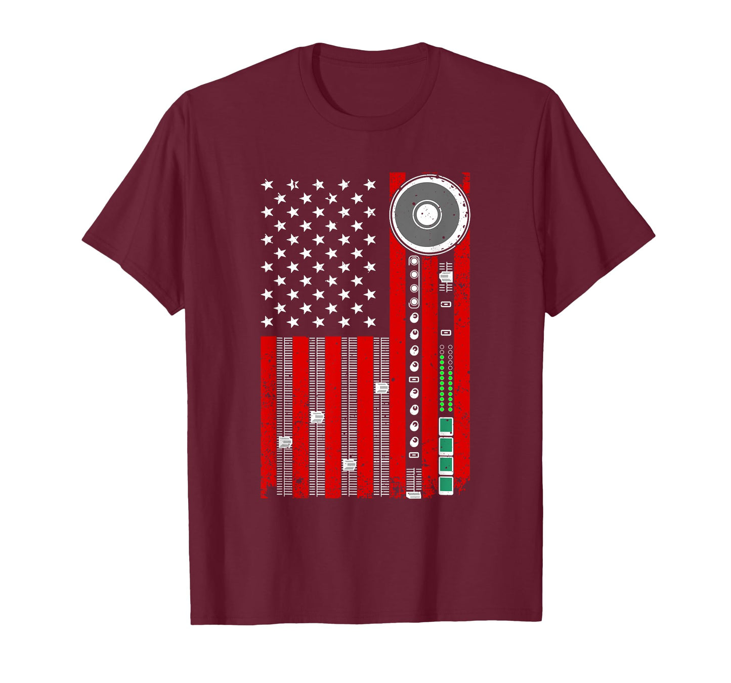 Cool Music Producer For Men Women American Flag Patriotic DJ T-Shirt