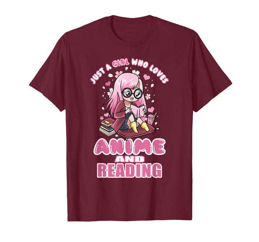 Just A Girl Who Loves Anime And Reading Books Manga Teens T-Shirt