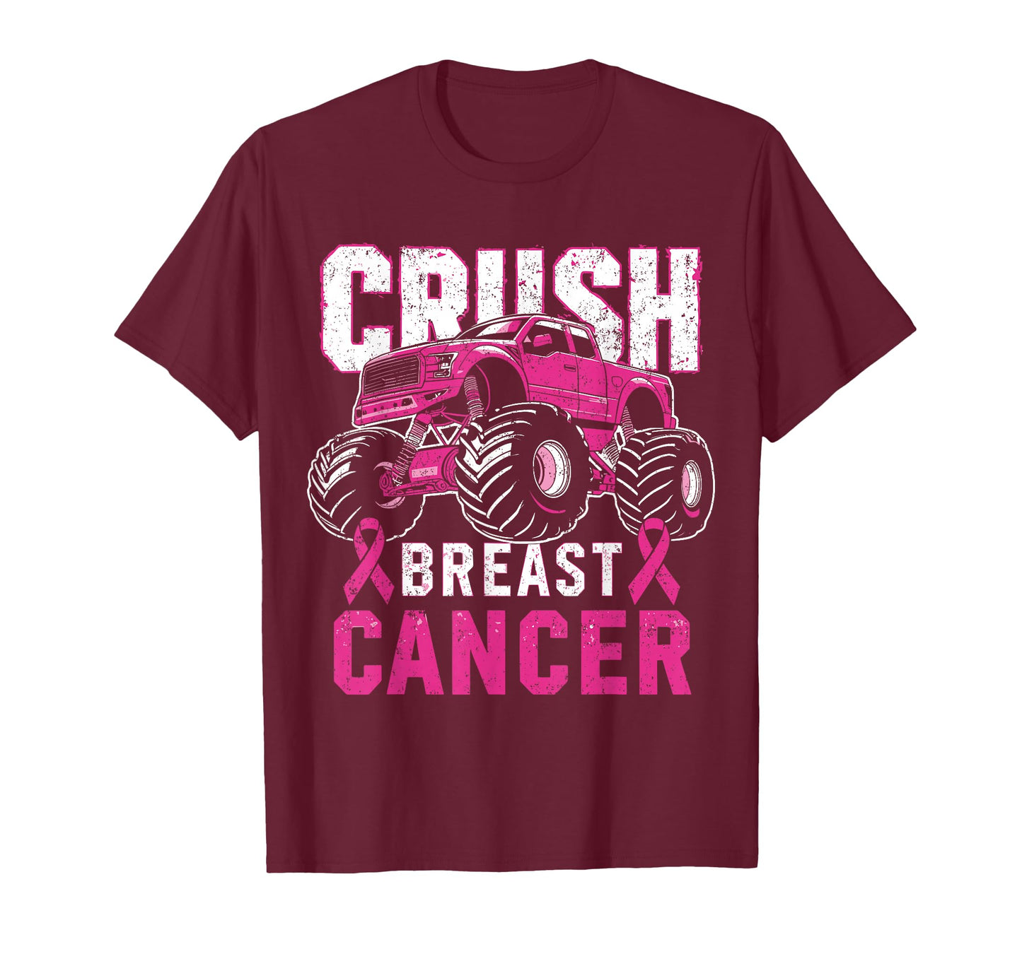 Monster Truck Pink Breast Cancer Awareness Kids Toddler Boys T-Shirt