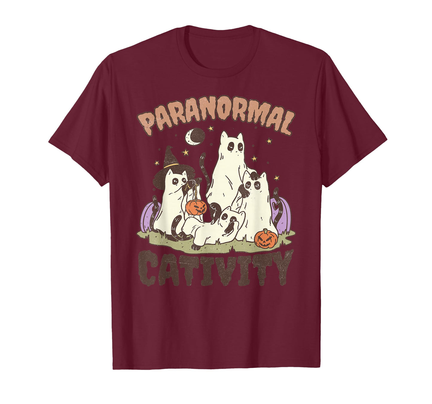 Paranormal Cativity, Cute Retro Halloween Black cat Ghost T-Shirt