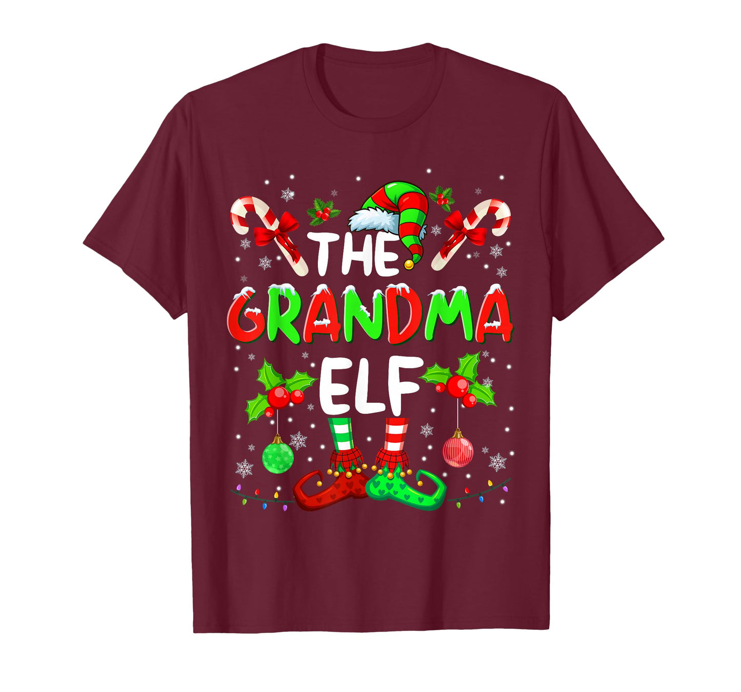 The Grandma Elf Costume Pajamas Pjs Christmas Xmas Men Boy T-Shirt