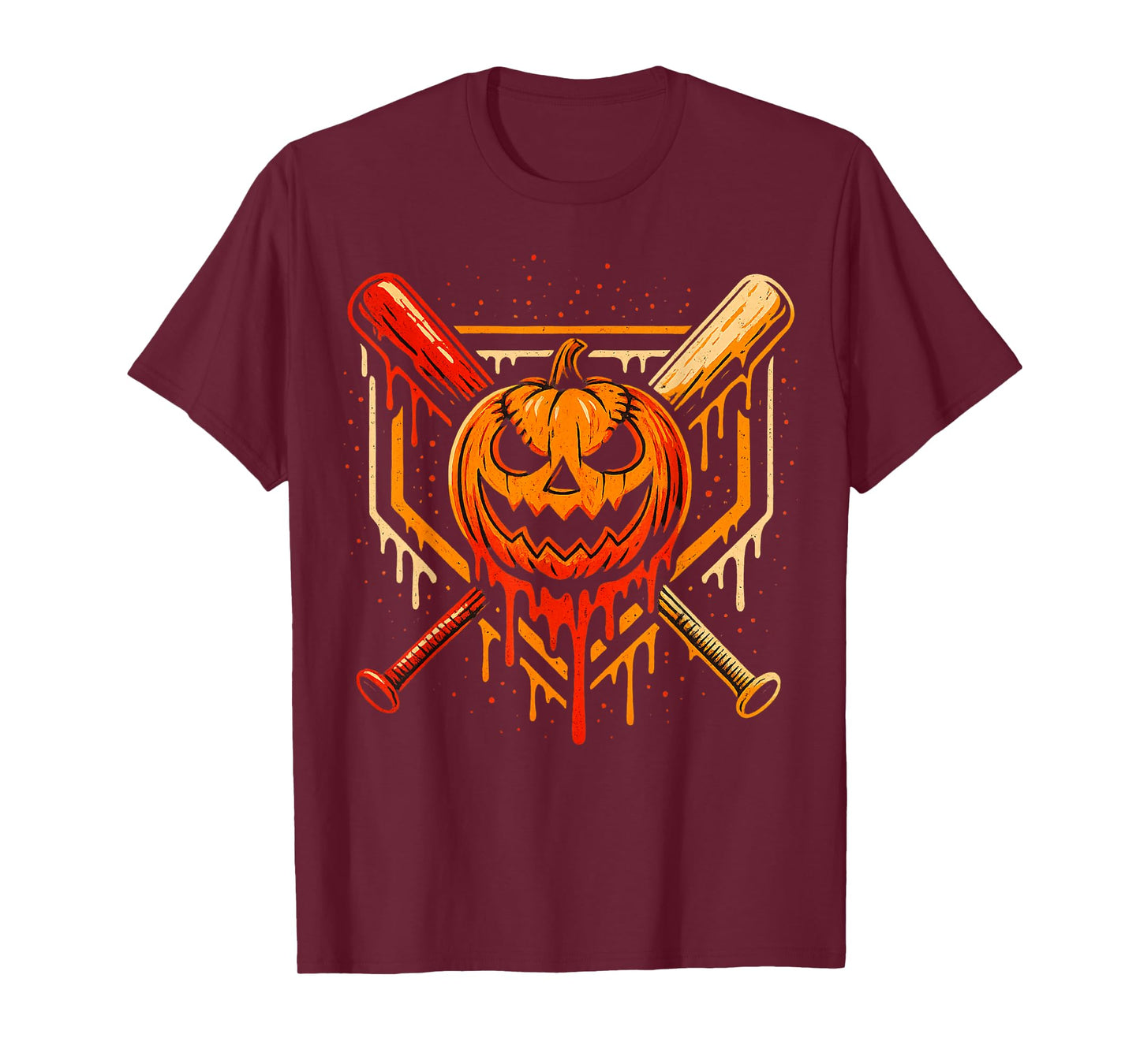 Pumpkin Halloween Baseball Ice Cream Drip Spooky Boys Youth T-Shirt
