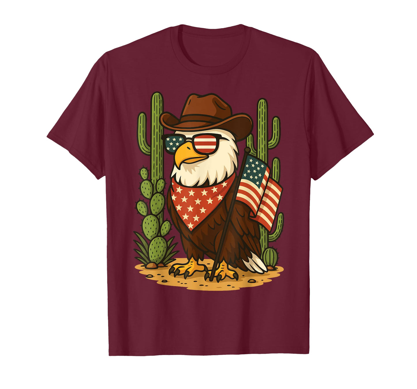 Bald Eagle Cowboy US Flag 4th Of July T-Shirt