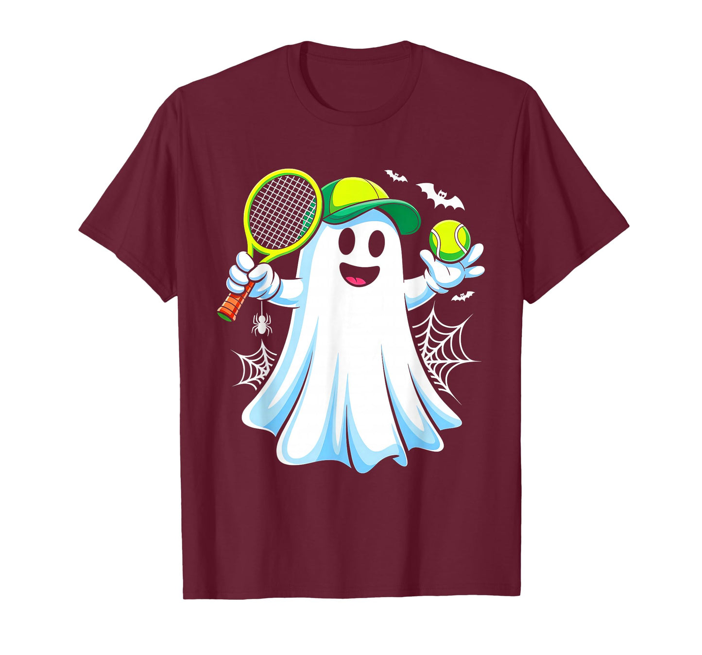 Boo Ghost Playing Tennis Funny Halloween Tennis Costume T-Shirt