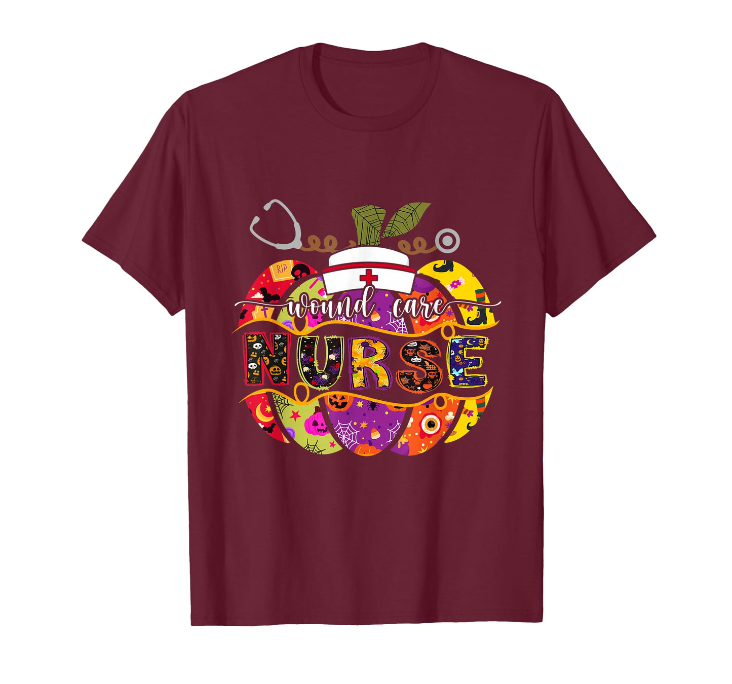 Nurse Halloween Costume Stethoscope Heartbeat Pumpkin Nurse T-Shirt