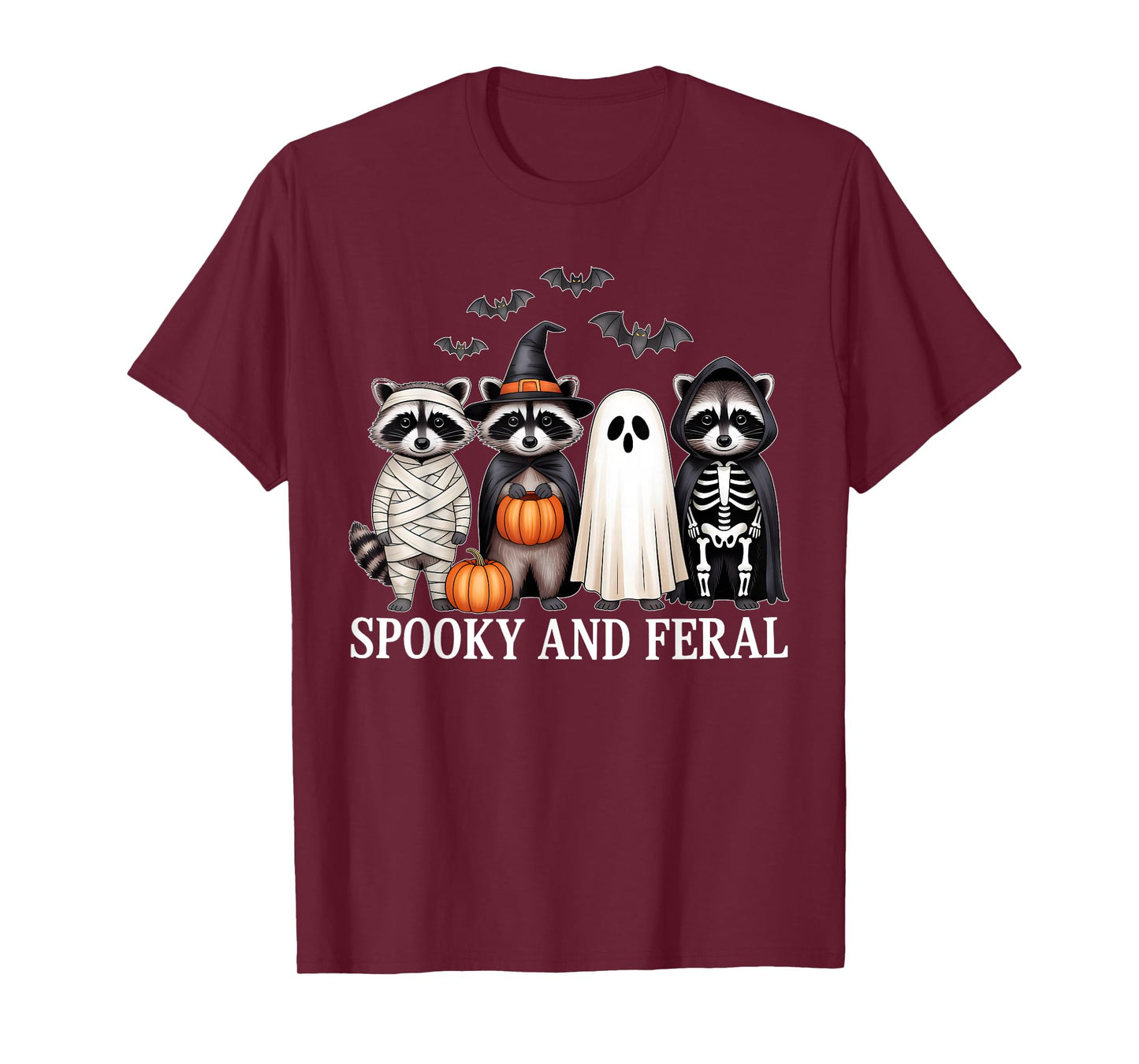 Spooky And Feral Raccon Halloween Costume For Raccon Lover T-Shirt