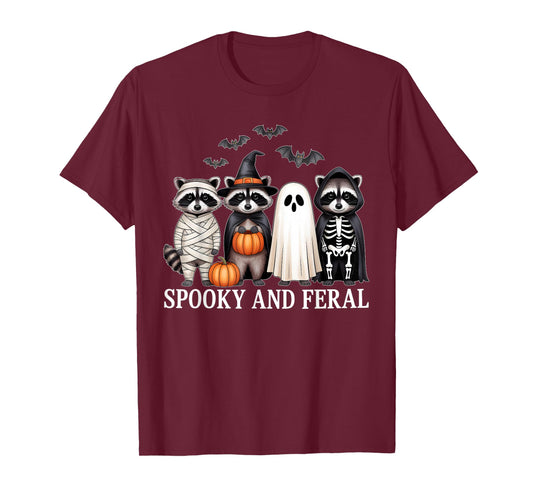 Spooky And Feral Raccon Halloween Costume For Raccon Lover T-Shirt