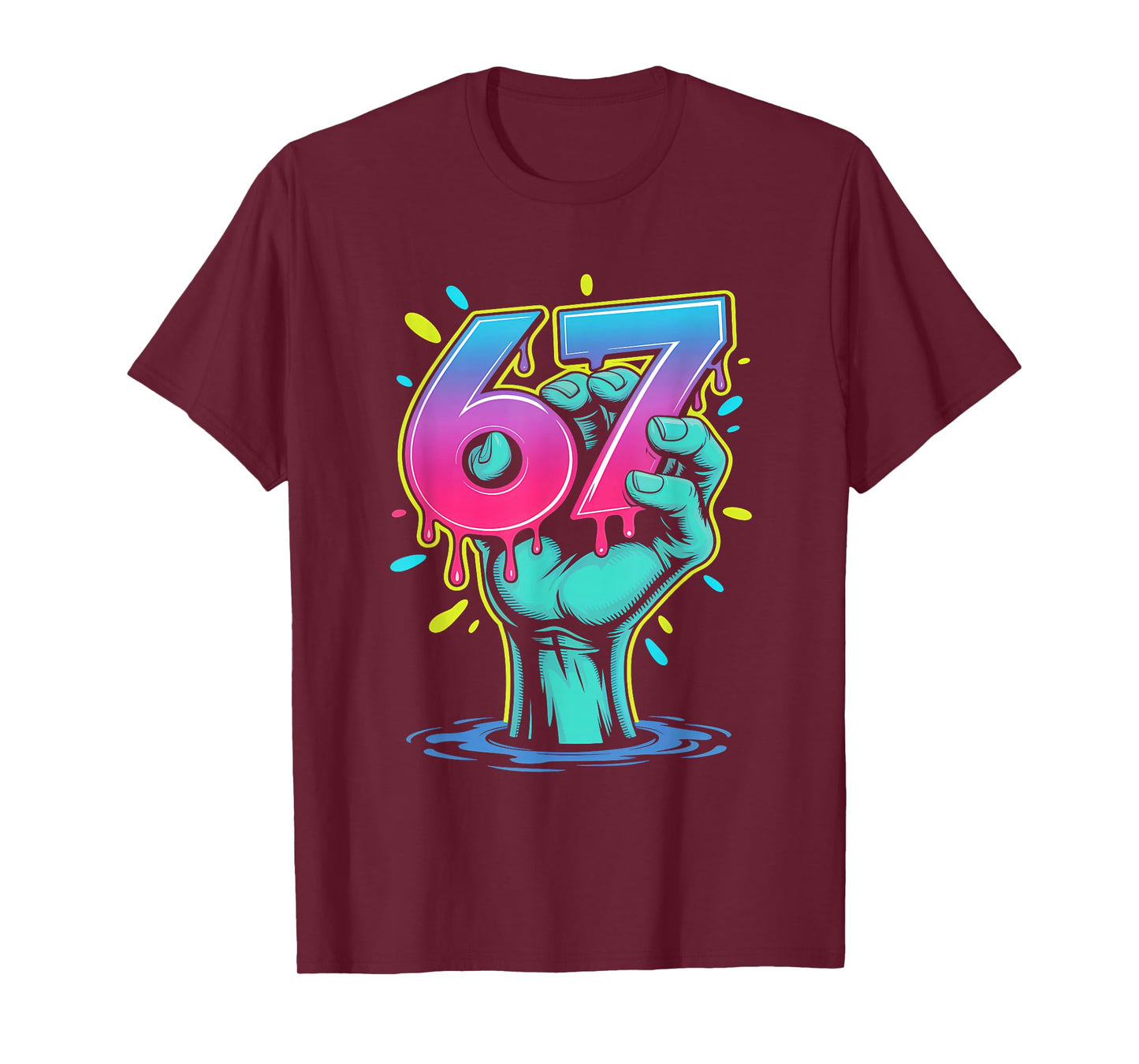67 Zombie Hand Meme Funny Six Seven Alpha Slang T-Shirt