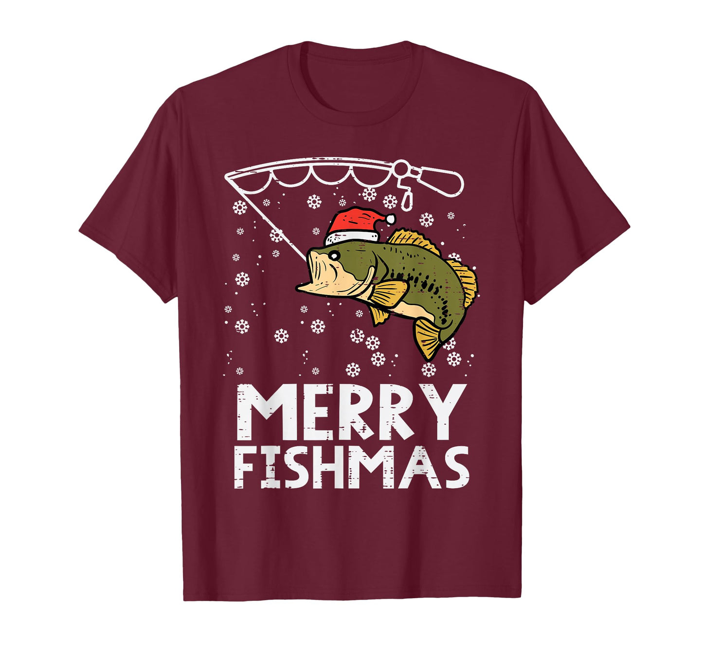 Merry Fishmas Fish Fishing Xmas Christmas Dad Men T-Shirt