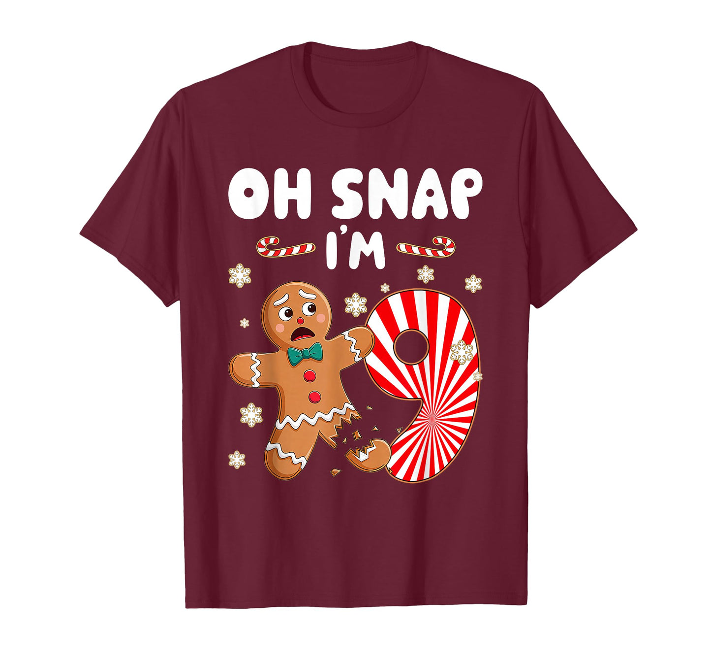 Christmas Oh Snap 9 Year Old Gingerbread Man 9th Birthday T-Shirt