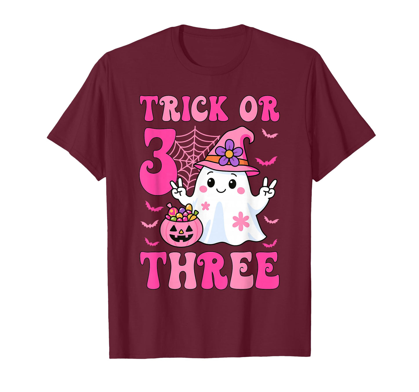Trick Or Three Groovy Ghost Halloween It's My Boo Day T-Shirt