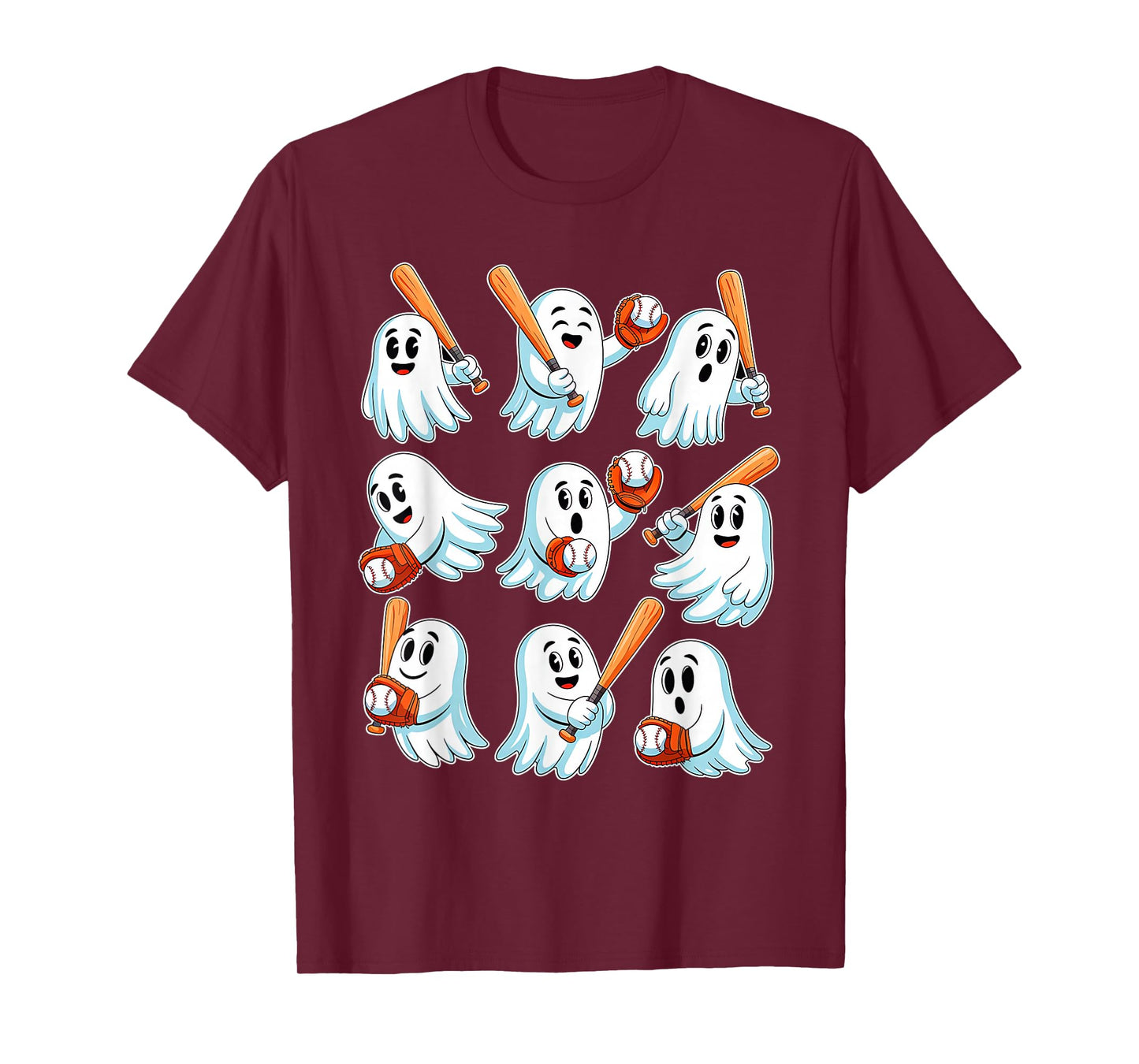 Boo Ghost Halloween Baseball Happy Halloween Baseball Lover T-Shirt