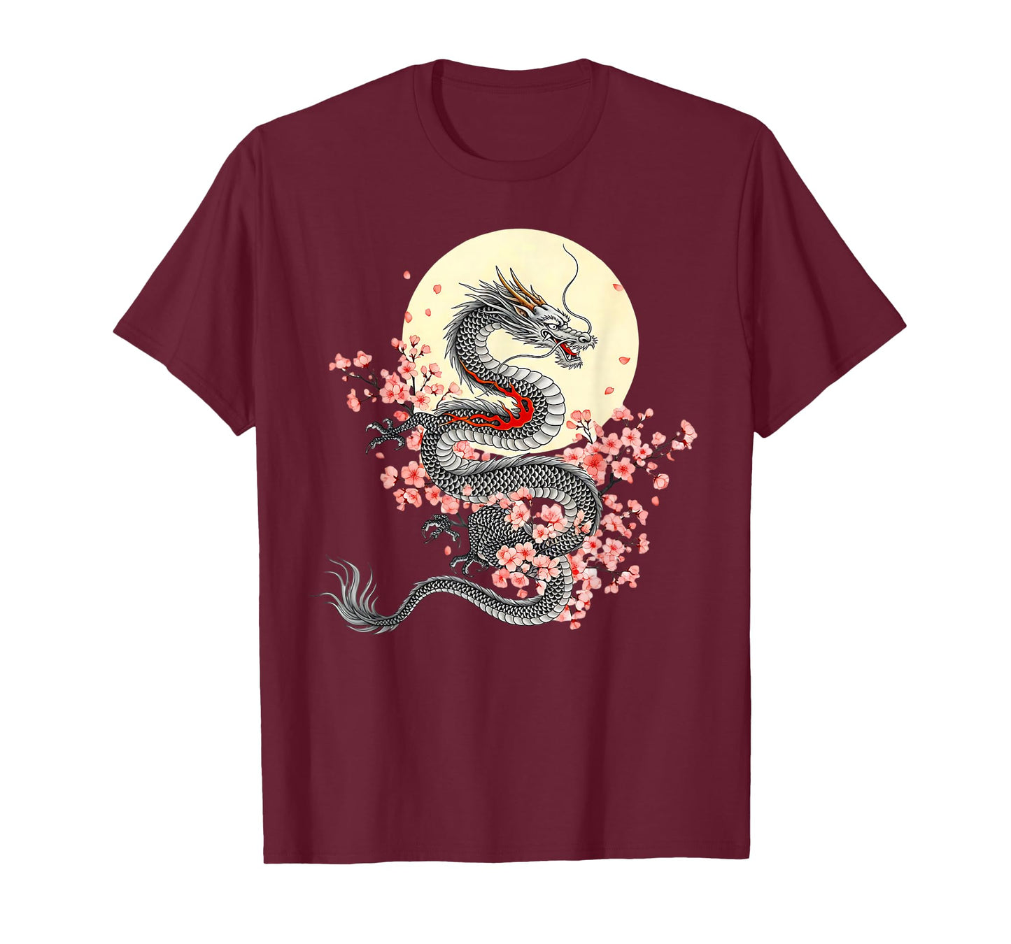 Japanese Dragon Sakura Moon Asian Cherry Blossoms Dragon T-Shirt