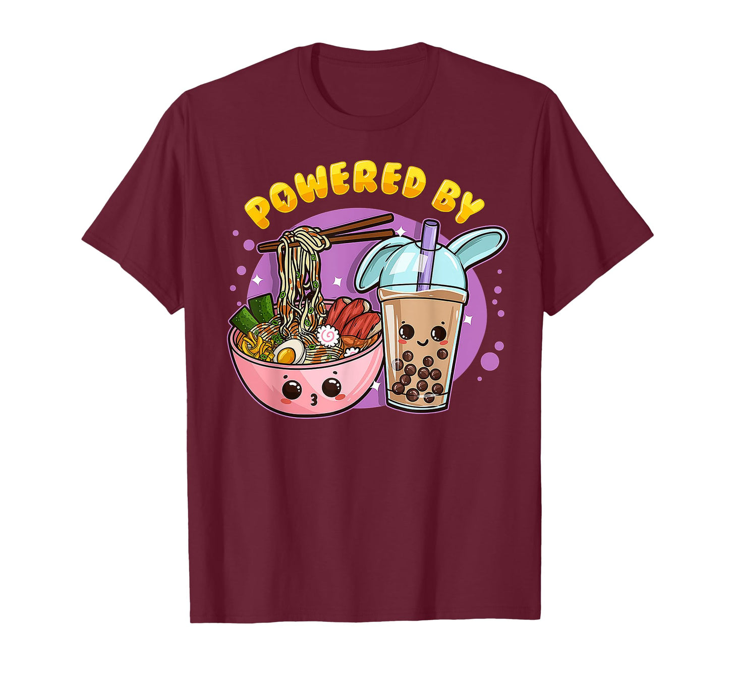 Powered By Ramen Bubble Tea Boba Kawaii Japanese Anime Lover T-Shirt