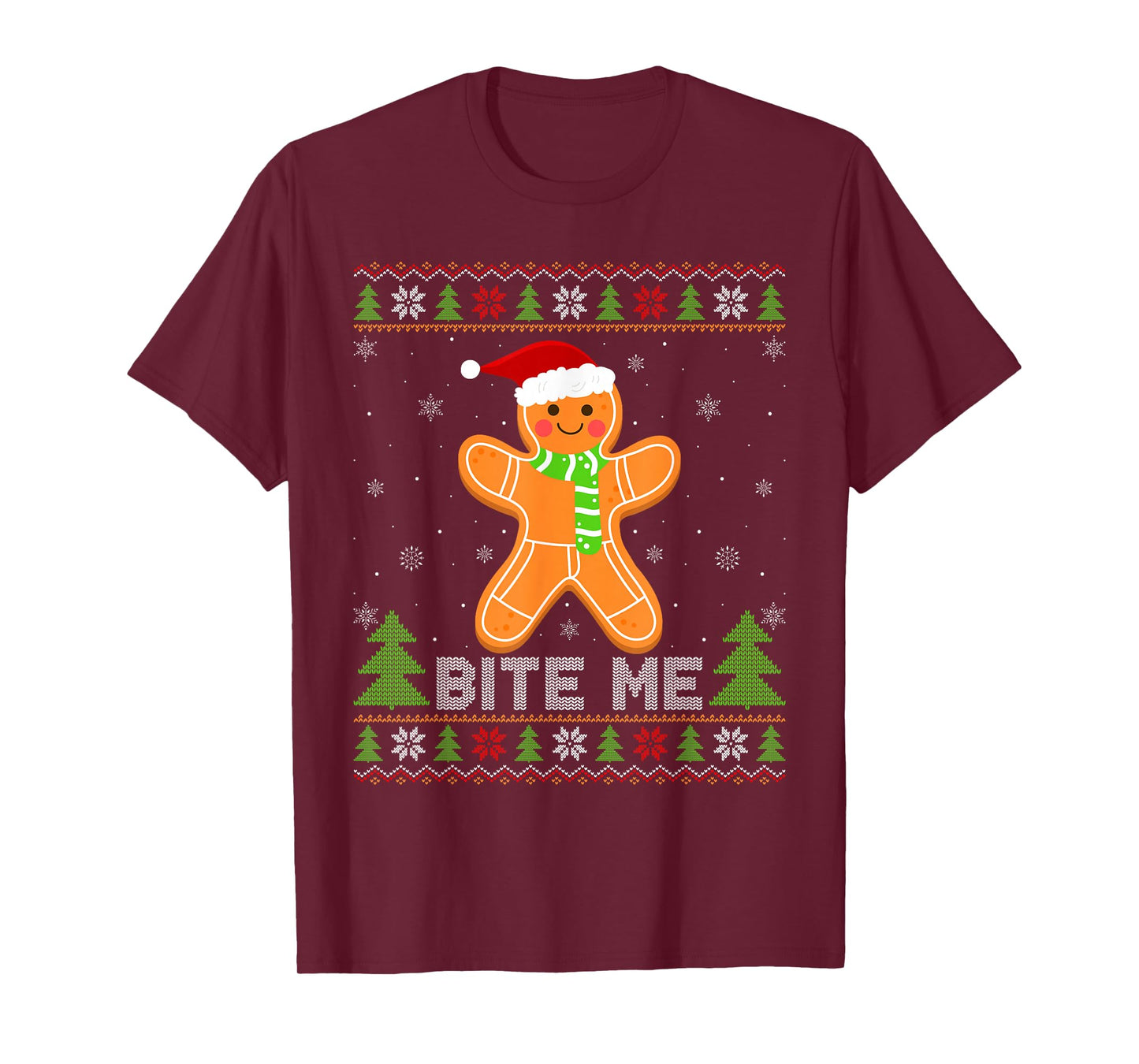 Bite Me Funny Gingerbread Cookie Ugly Christmas Sweater Xmas T-Shirt