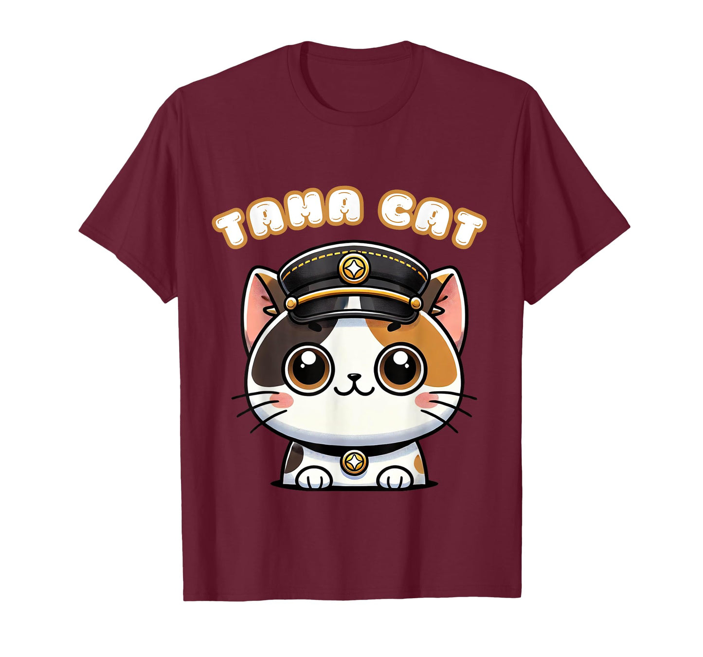 Tama Cat Railway Officer Kawaii Calico Cute Japanese Men Women Girls Kids T-Shirt