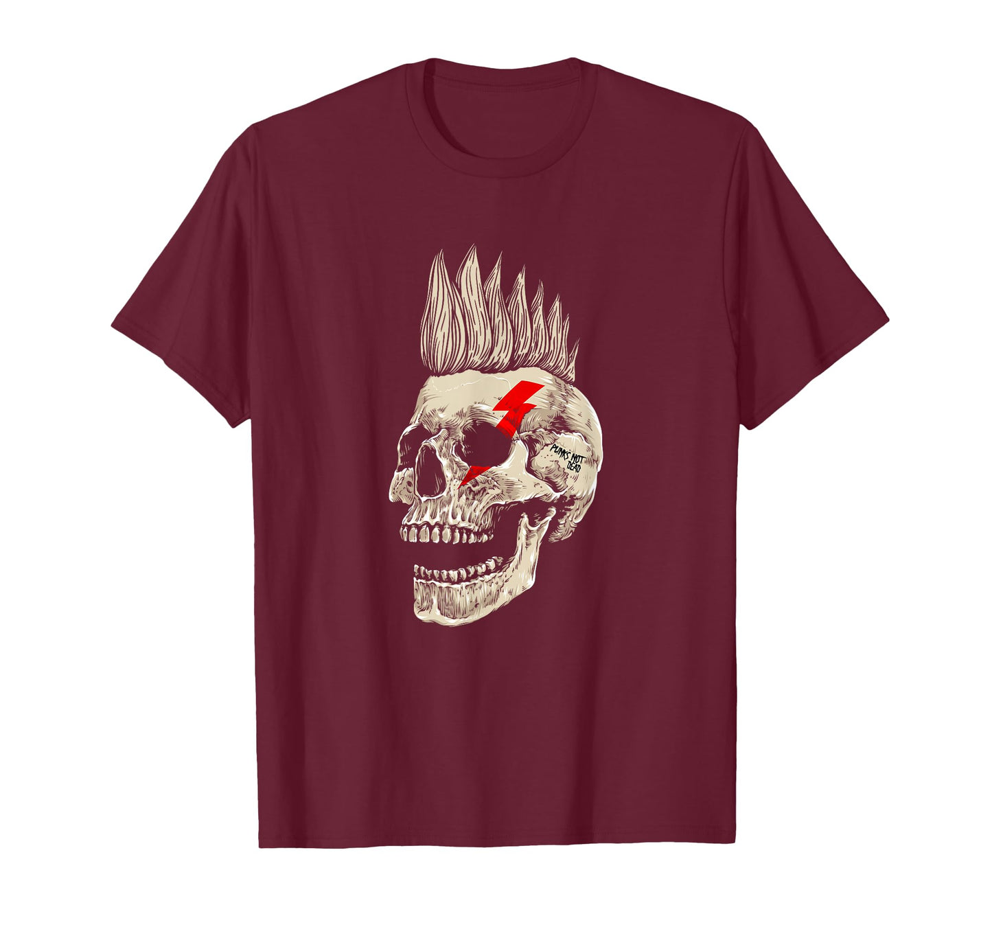 Punk Rock Skull Mohawk Punk's Not Dead T-Shirt