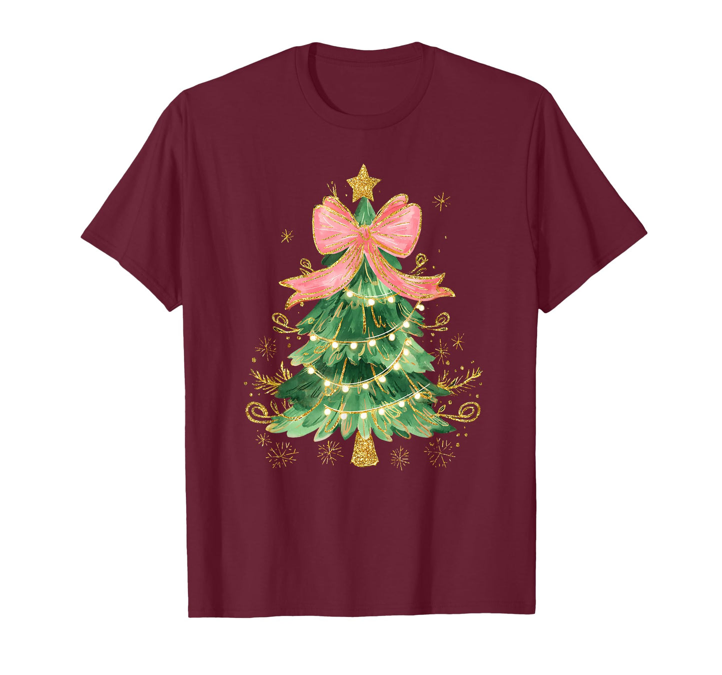 Coquette Bow Christmas Tree Xmas Holiday Girl Women Kid T-Shirt