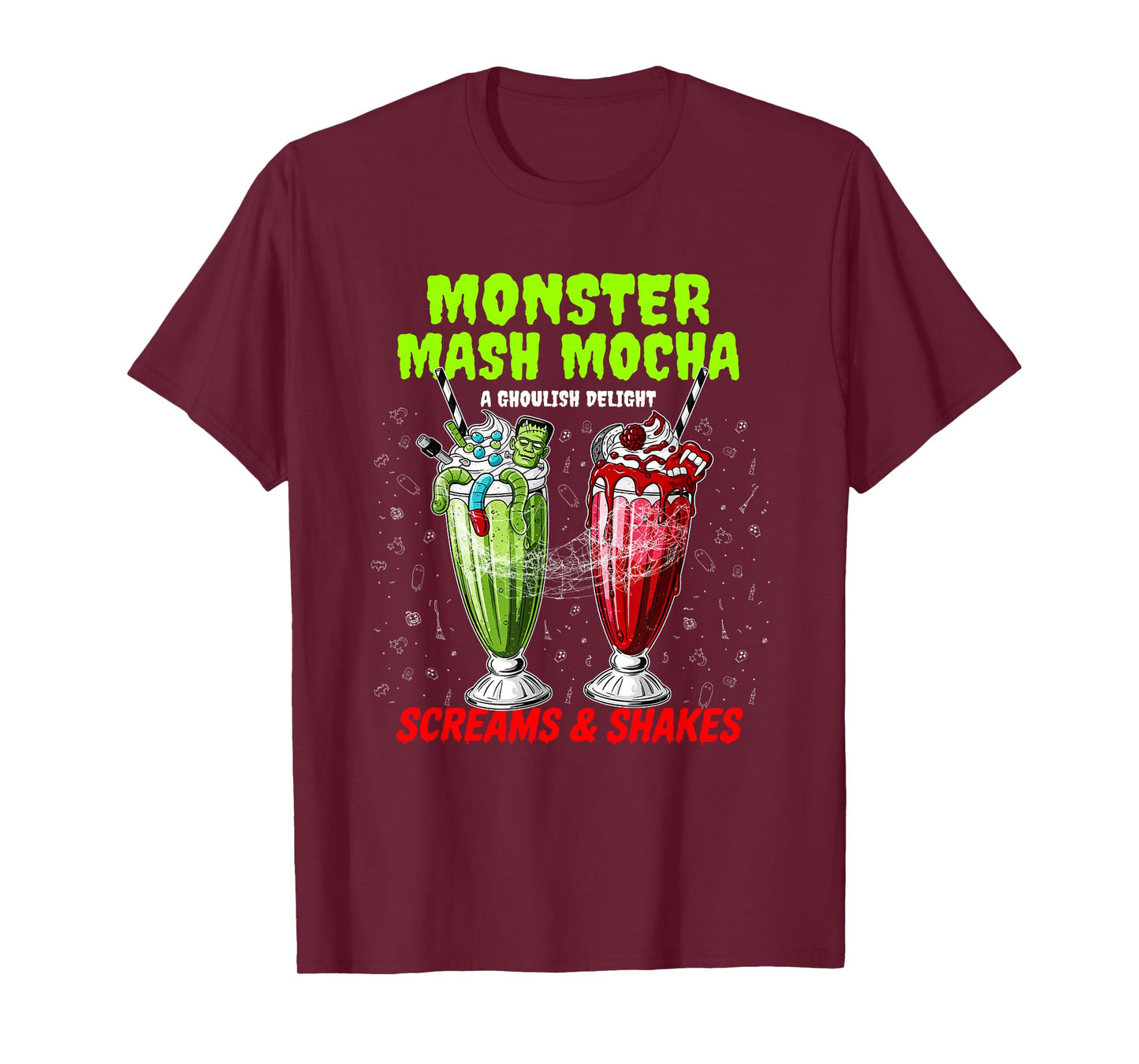 Funny Monster Mash Mocha Screams and Shakes Halloween T-Shirt