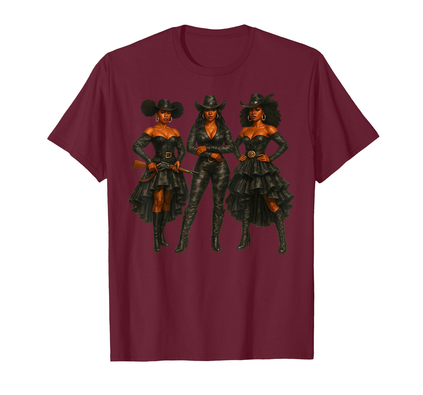 Camo Black Cowgirl Western Rodeo Melanin Black History Texas T-Shirt