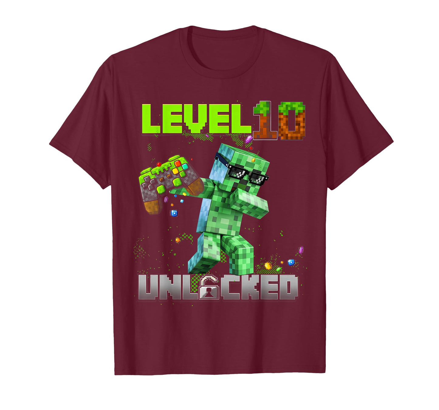 Level 10 Unlocked - Birthday Boy Pixel Gamer 10th Birthday T-Shirt