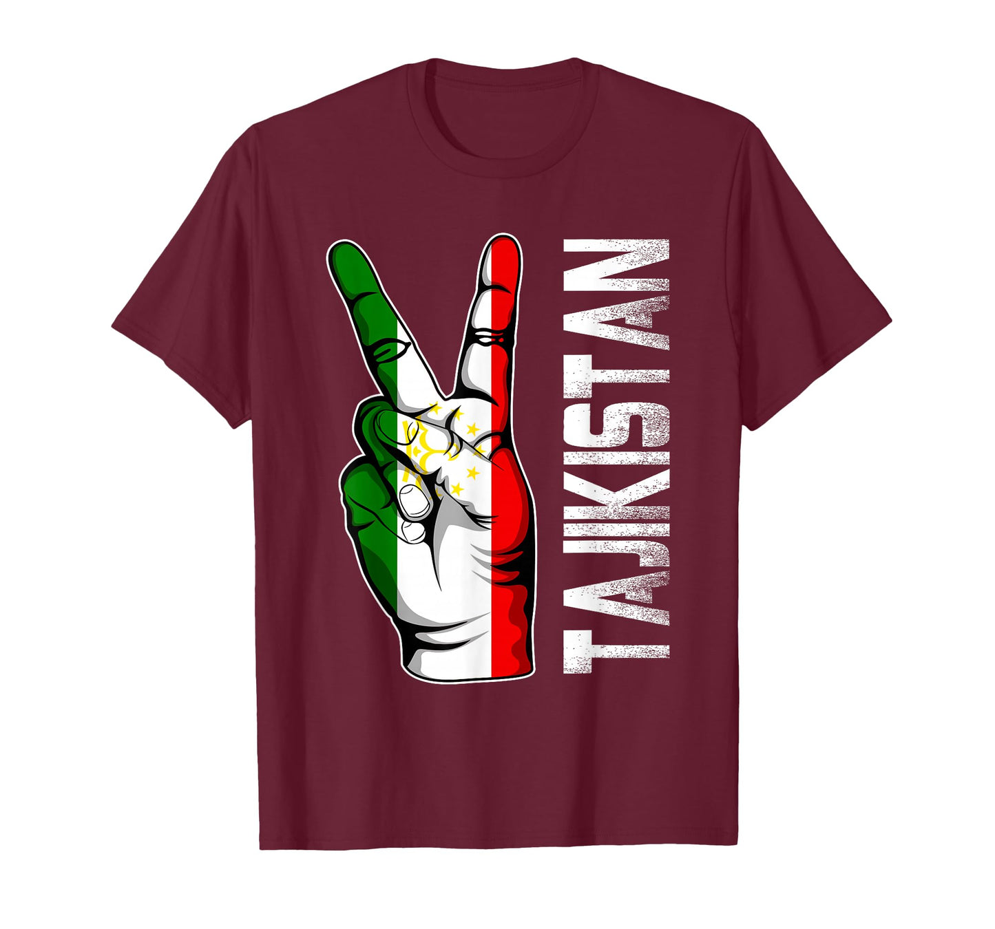 Retro Patriotic Victory Tajikistan Flag Fingers T-Shirt