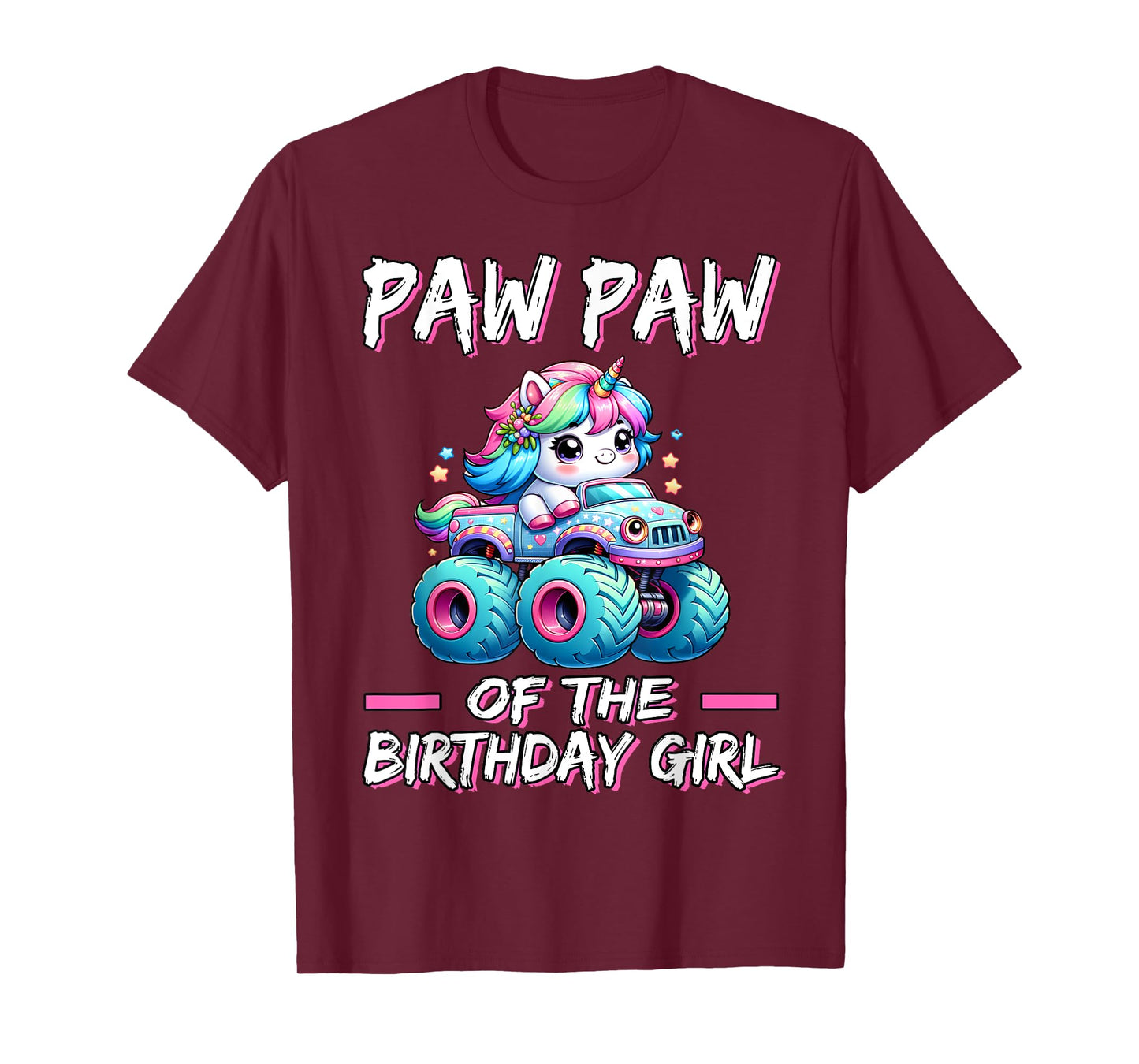 PAW PAW of the Birthday Girl Monster Truck Unicorn 1st Bday T-Shirt