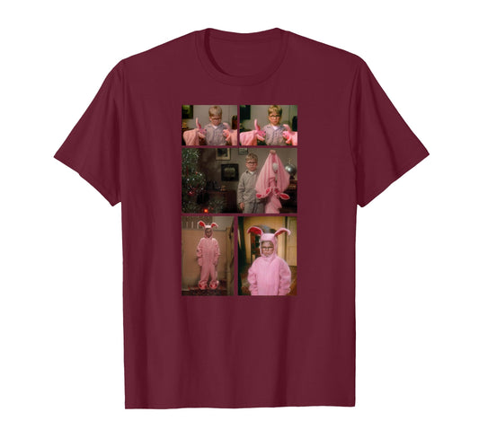 A Christmas Story Ralphie Bunny Suit Photo Collage Holiday T-Shirt