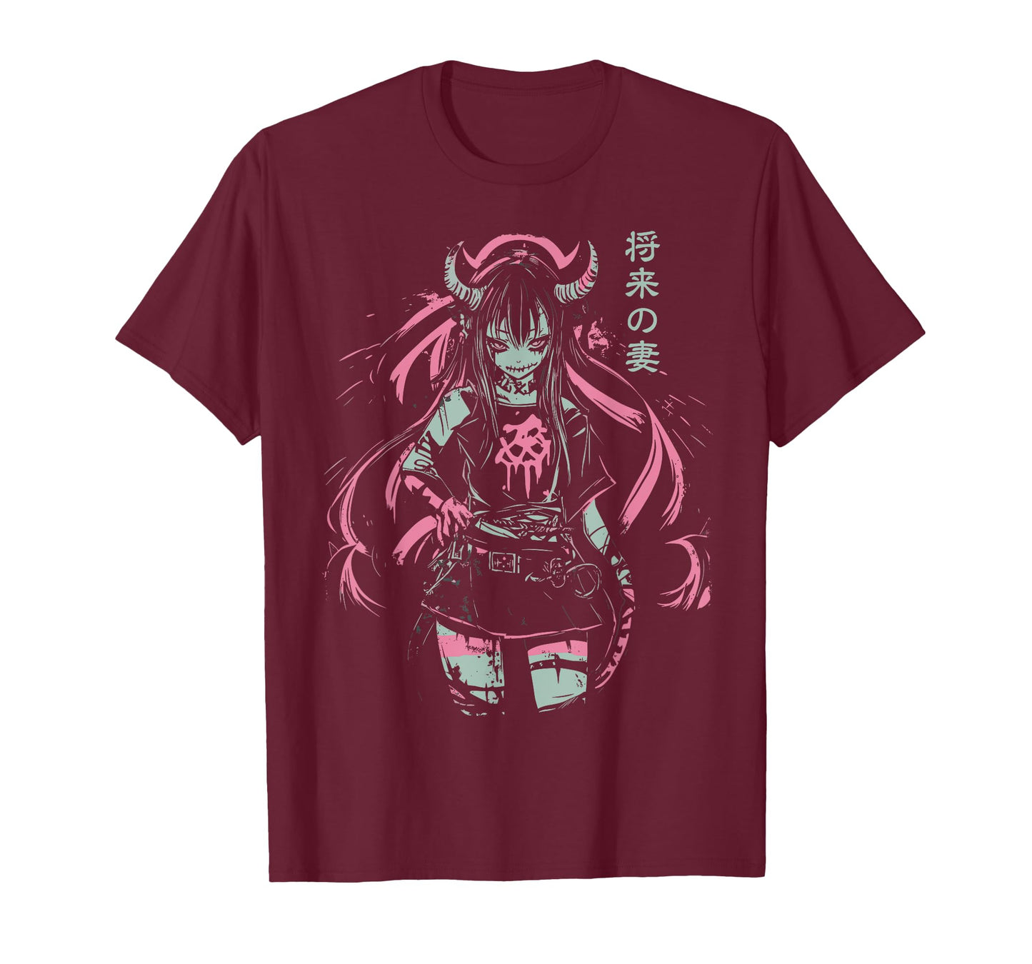 Anime Horror Girl Aesthetic Vaporwave Waifu Japanese Girl T-Shirt