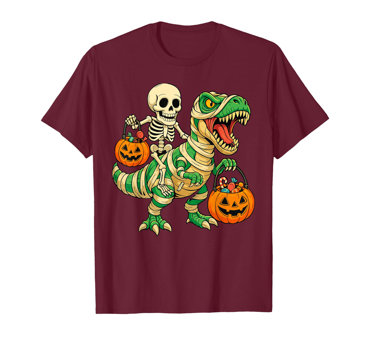 Dinosaur Mummy Skeleton Costume Kids, Spooky Halloween T-Shirt