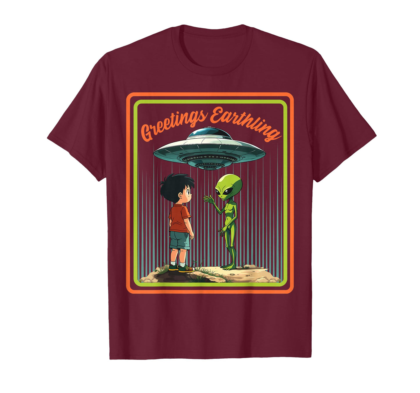 Vintage Child Game Horror, Dark Humour Greetings Earthling T-Shirt