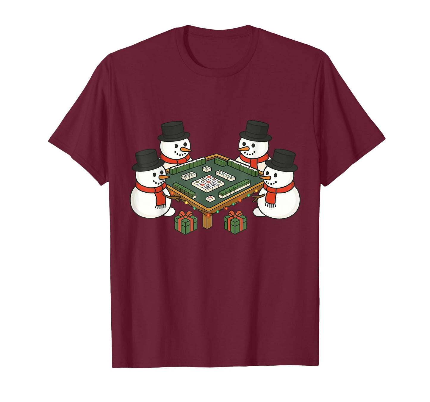 Snowman Playing Mahjong Funny Spooky Ghost Halloween Costume T-Shirt
