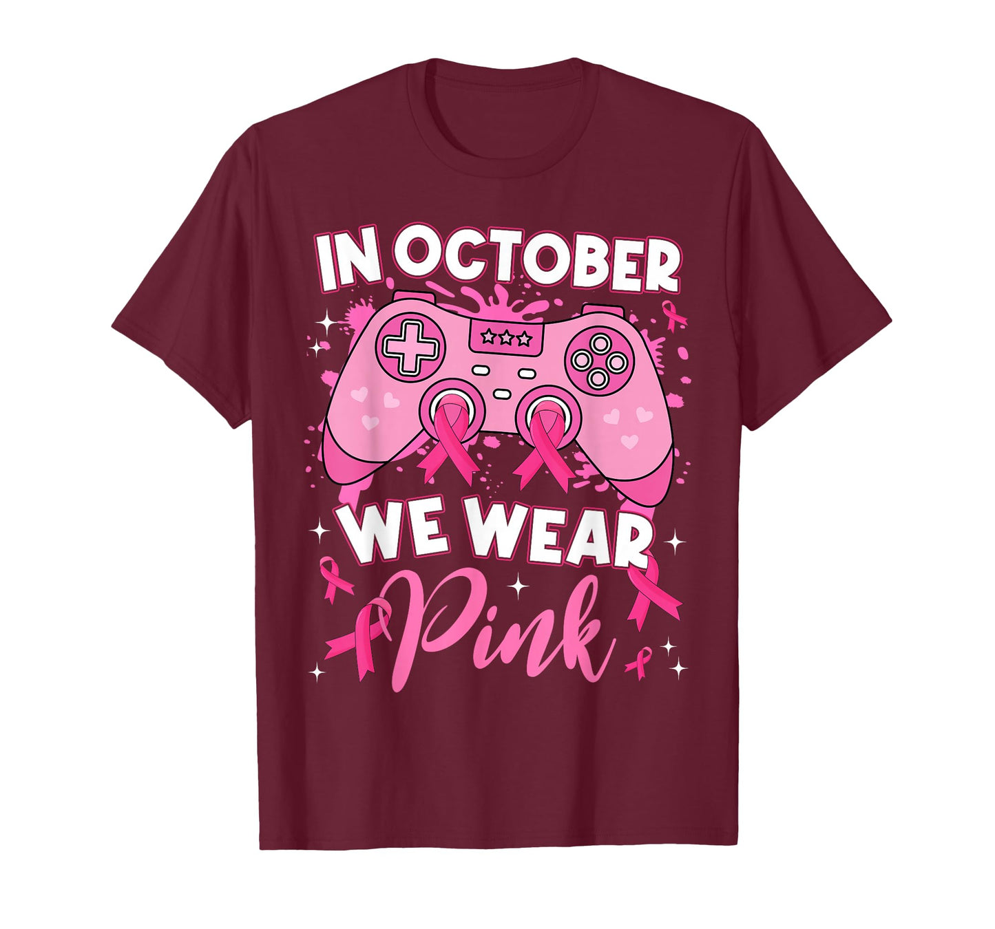 Gamer Gaming In October We Wear Pink Breast Cancer Boys Kids T-Shirt