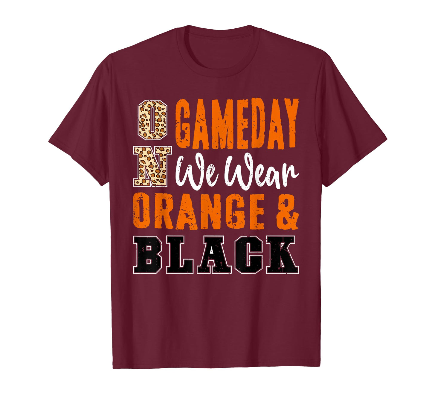 On Gameday Football We Wear Orange And Black School Spirit T-Shirt