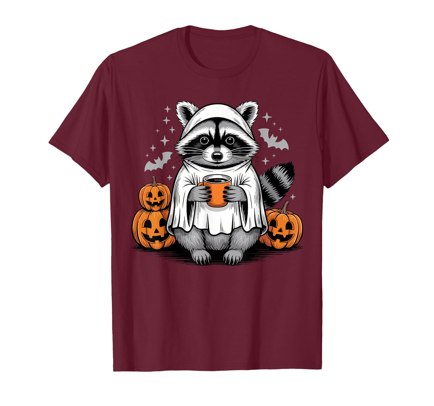 Cute Ghost Pumpkin Halloween Raccoon Costume Raccoon Lovers T-Shirt