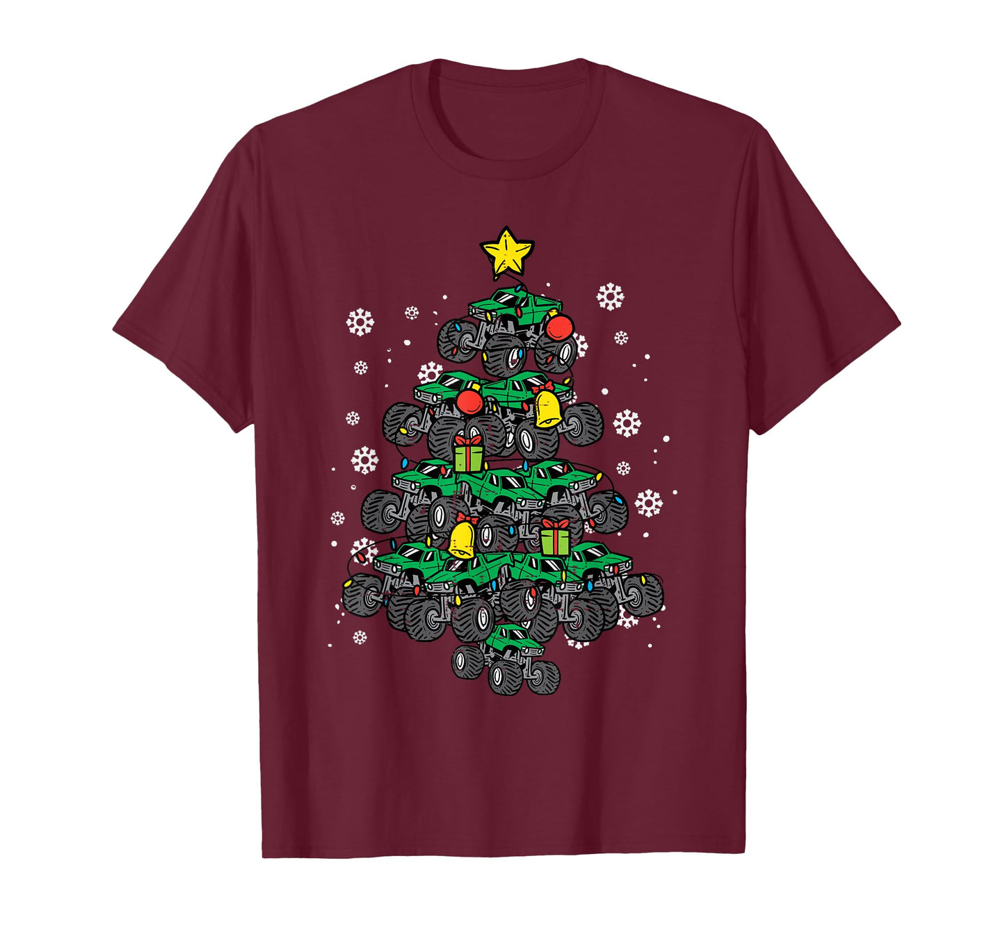 Monster Truck Christmas Tree Xmas Boys Toddler Kids T-Shirt