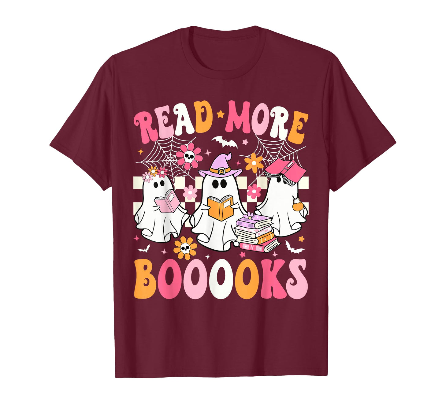 Read More Books Ghosts Reading Book Funny Teacher Halloween T-Shirt