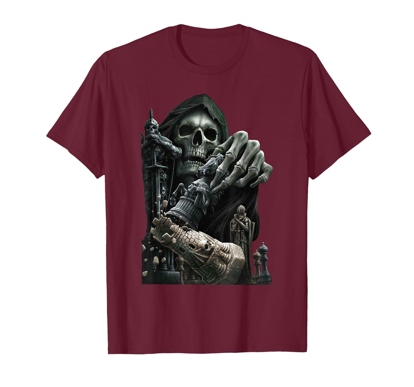 Funny Chess Grim Reaper Skull Cool Gothic Chess Lover Gift T-Shirt