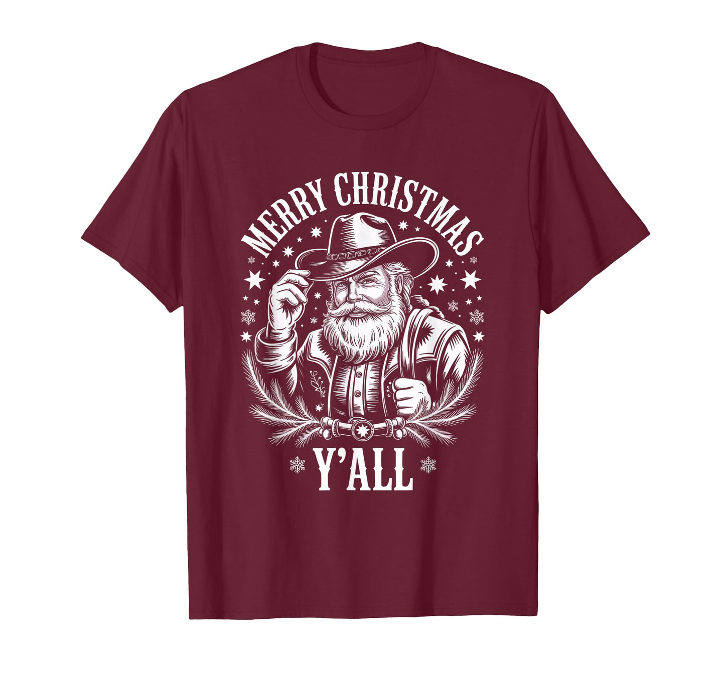 Cowboy Santa Claus Merry Christmas Y'all Western Country T-Shirt