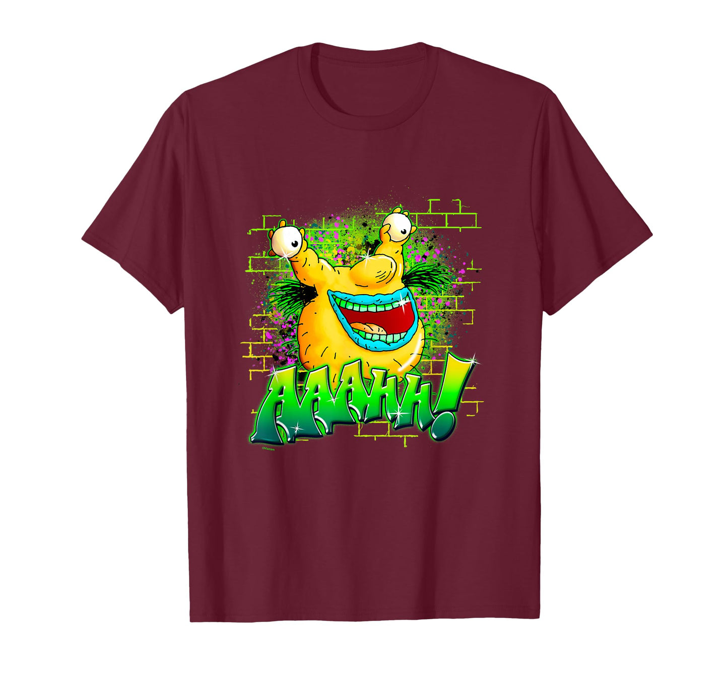 Aaahh!!! Real Monsters Krumm Neon Brick Wall Vintage Badge T-Shirt