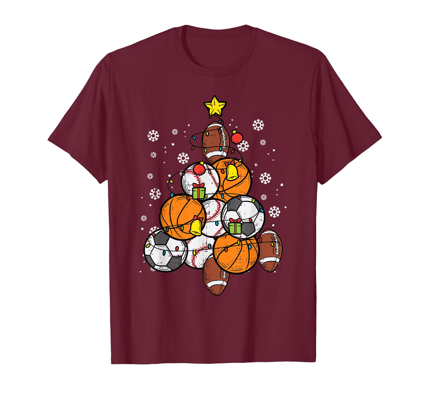 Sport Christmas Tree Football Soccer Baseball Basketball T-Shirt