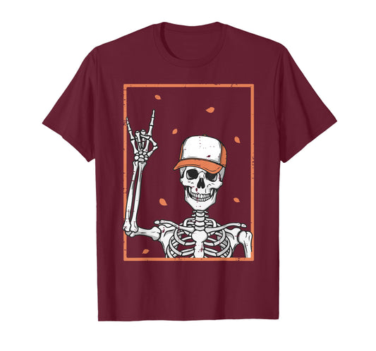 Halloween Skeleton Rock Hand Rocker Costume Men Boys Kids T-Shirt